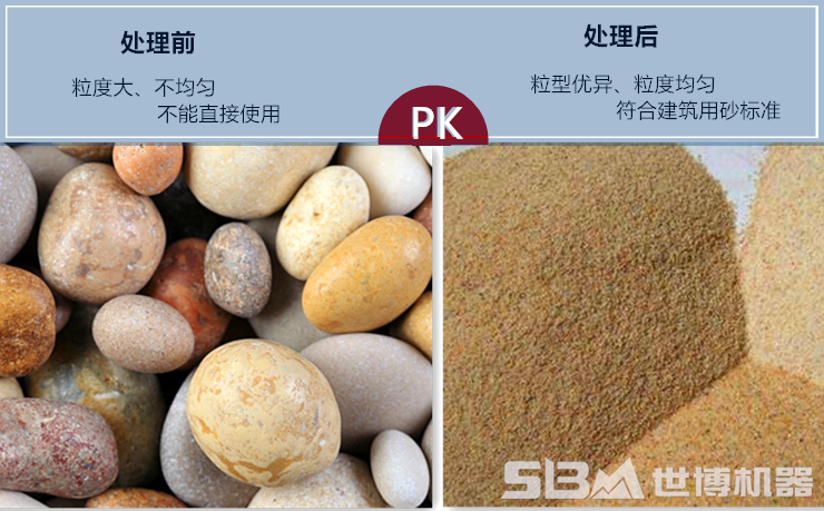 鹅卵石制成砂对比图 鹅卵石制成砂对比图